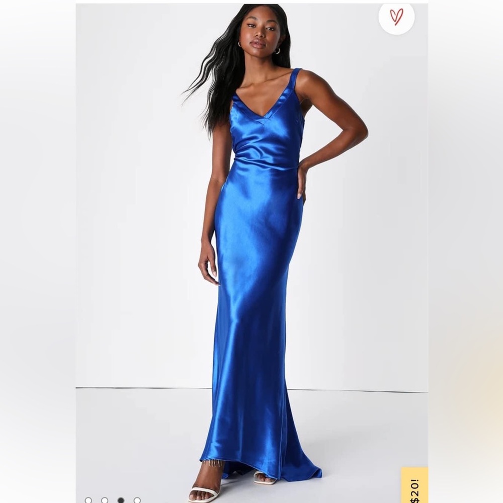 Perfectly Classy Royal Blue Satin Strappy Maxi Dress - Lulu’s